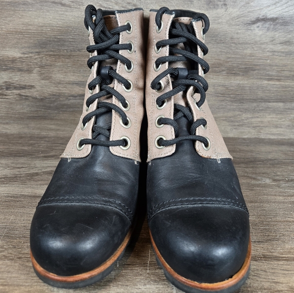 Sorel 1964 PDX Waterproof Hidden Heel Wedge Tan Black Boots Ankle Leather Sz 8.5 - Picture 11 of 12